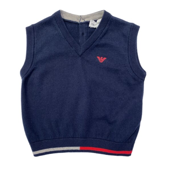 Giorgio Armani - Gilet blu con logo rosso