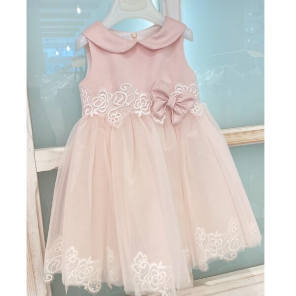 Colorichiari - Abito rosa con tulle e fiocco rosa