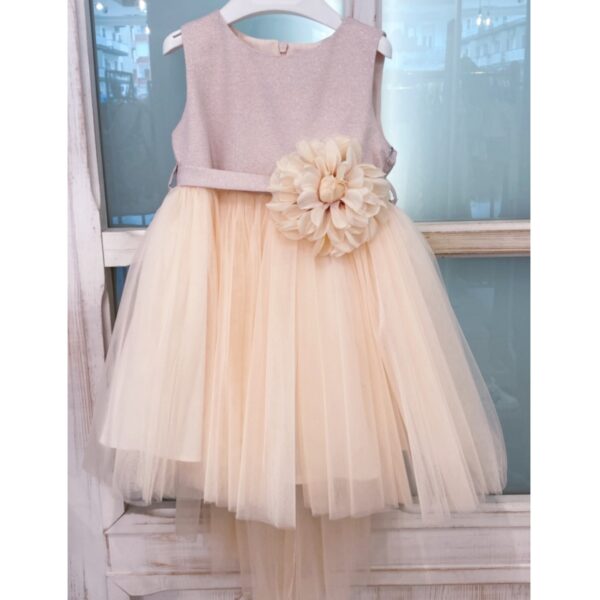 Bella Roma - Abito rosa con tulle e fiore rosa