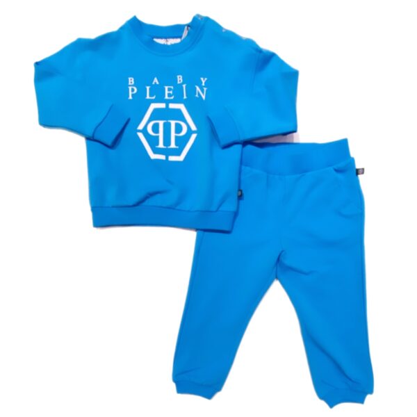 Philipp Plein - Felpa e pantalone azzurro con logo