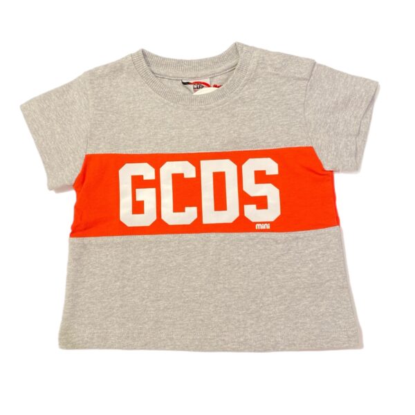 Gcds - T Shirt grigio con logo bianco e rosso