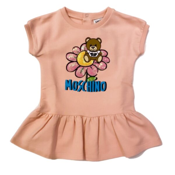 Moschino - Abito manica corta rosa logato