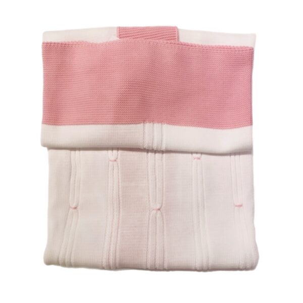 I Deli - Coperta bianca e rosa in filo cotone