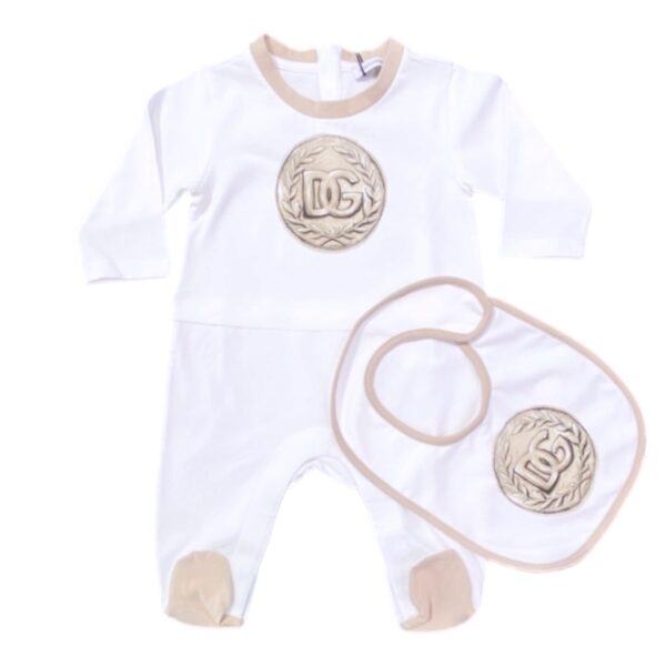 Dolce & Gabbana - Kit bianco con stampa logo beige