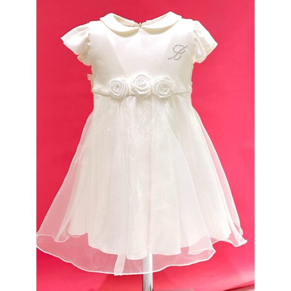 Miss Blumarine - Abito bianco con roselline e logo