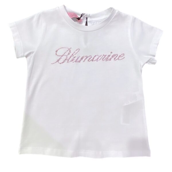 Miss Blumarine - T Shirt con logo in strass rosa