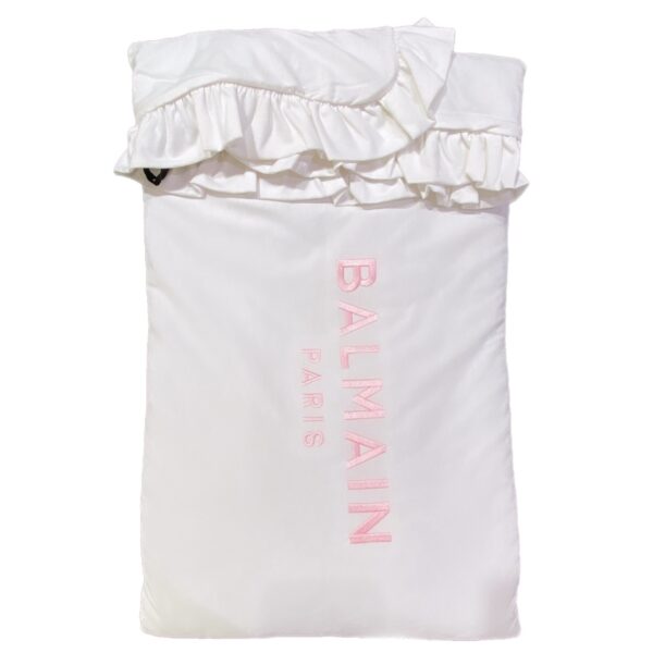 Balmain - Coperta bianca con logo rosa