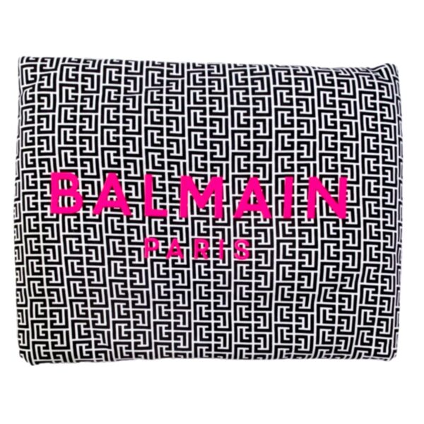 Balmain - Coperta bianca e nera con logo fucsia