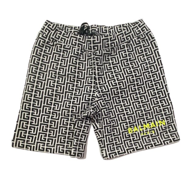 Balmain - Pantalone corto bianco nero logato