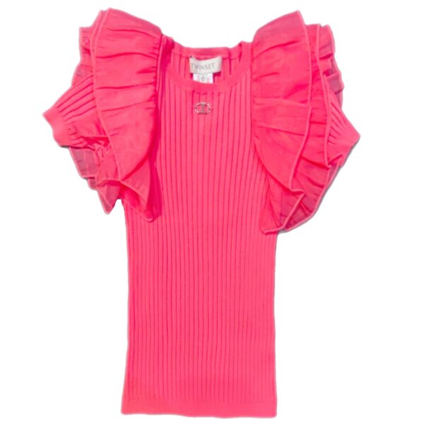 Twinset - Abito corallo con manica in voile
