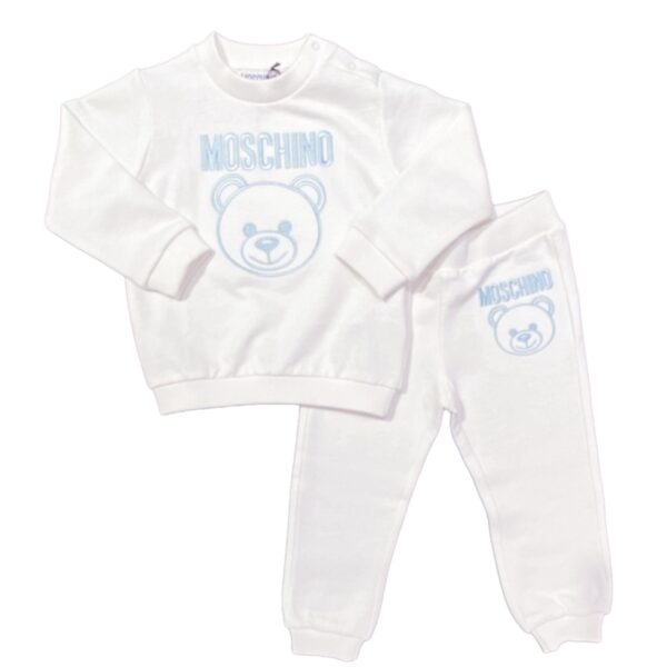 Moschino - Completo due pezzi con logo celeste