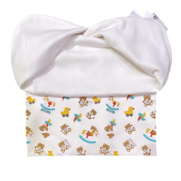 Moschino - Coperta bianca logata con orsetti