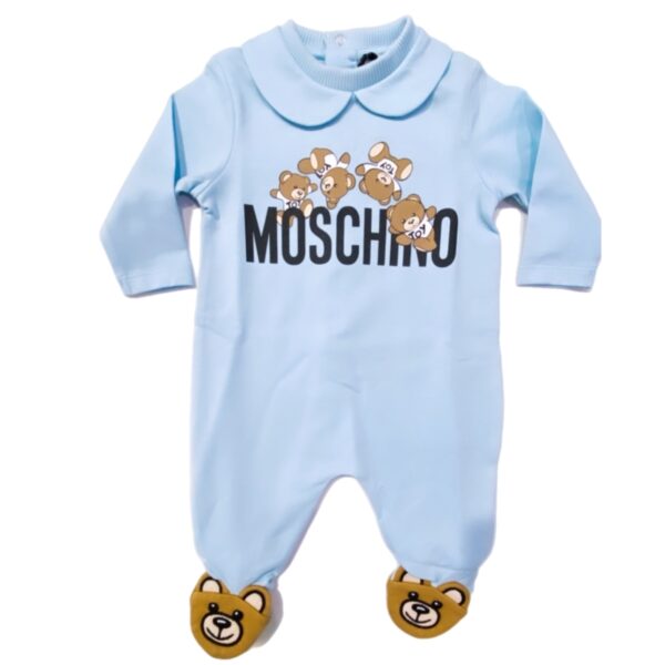 Moschino - Tutina cielo con piedini orsetto