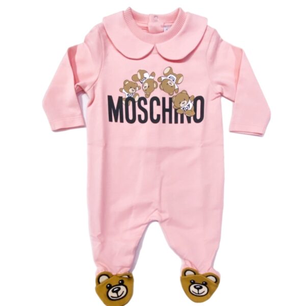 Moschino - Tutina rosa con piedini orsetto