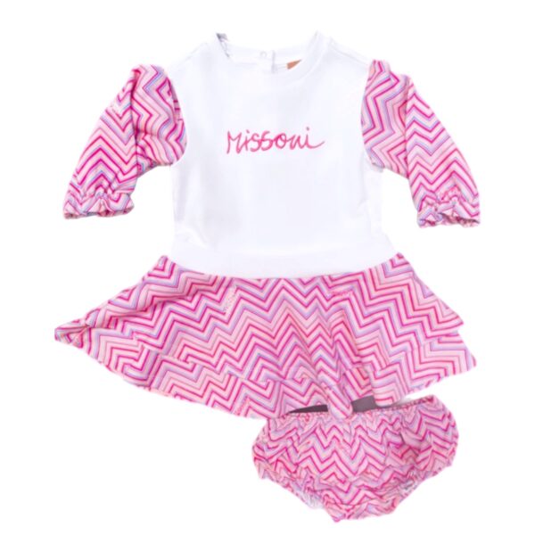 Missoni - Abito bianco e fucsia logato con mutanda