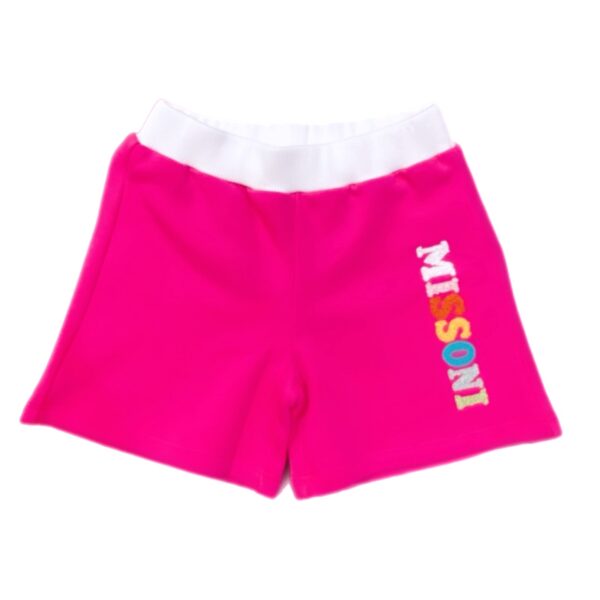 Missoni - Bermuda fucsia con logo colorato