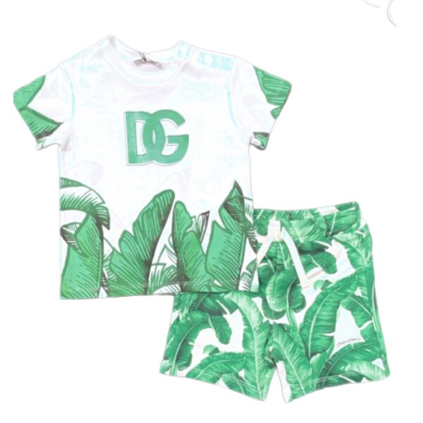 Dolce & Gabbana - Bermuda bianca e verde con logo