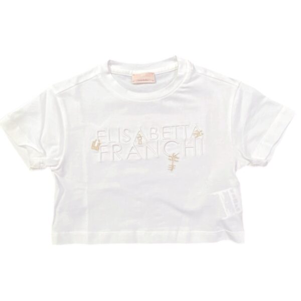 Elisabetta Franchi - T Shirt panna logata