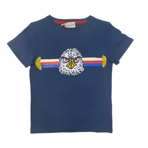 Gucci - T Shirt blu logata