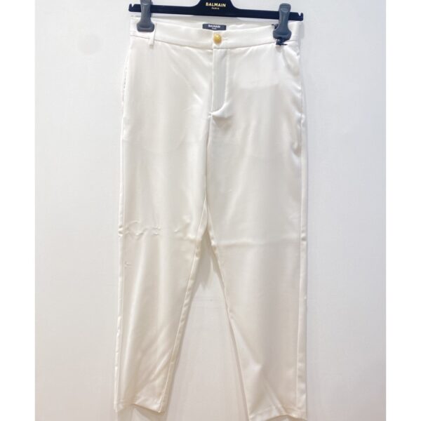 Balmain - Pantalone bianco con bottone oro