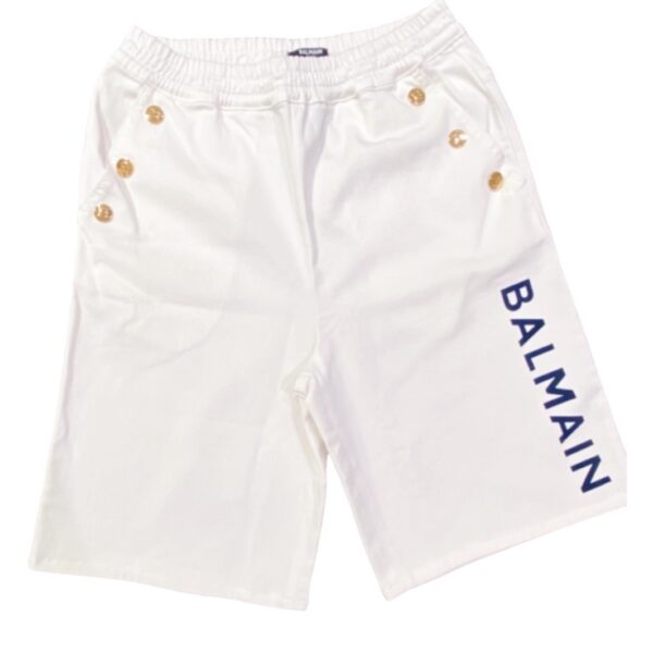Balmain - Pantalone bianco logato con bottoni