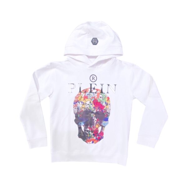 Philipp Plein - Felpa bianca con stampa teschi