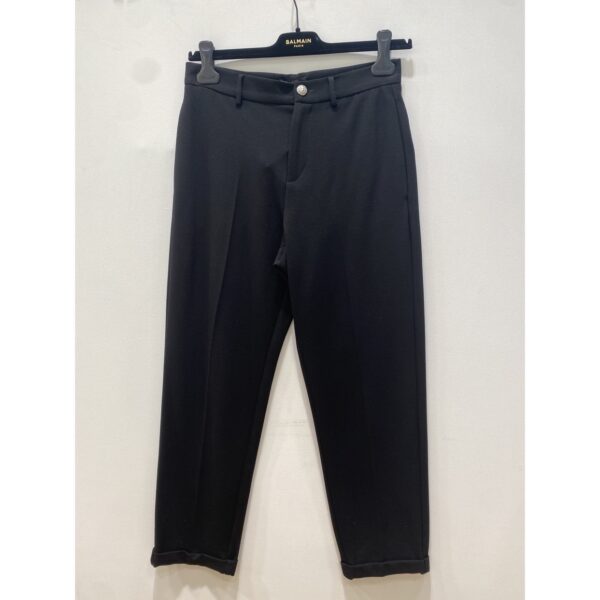 Balmain - Pantalone nero lungo con bottone argento