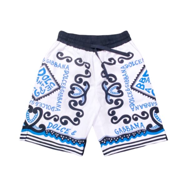 Dolce & Gabbana - Bermuda bianca e blu logata