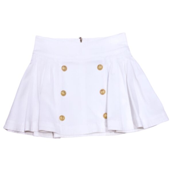 Balmain - Gonna corta bianca con bottoni oro
