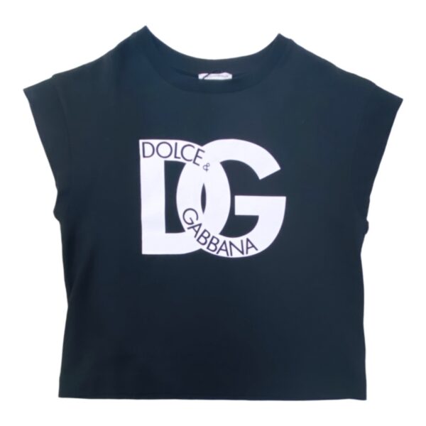 Dolce & Gabbana - T Shirt nera con logo bianco