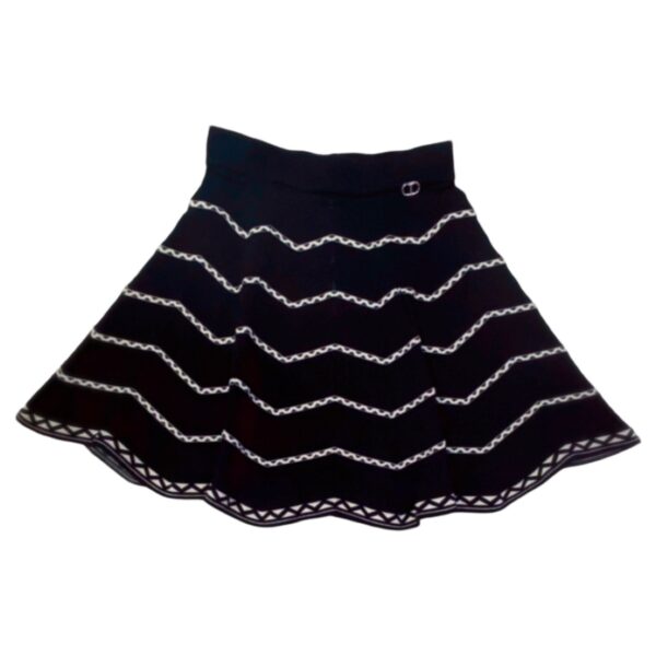 Twinset - Gonna nera con profilo bianco logata