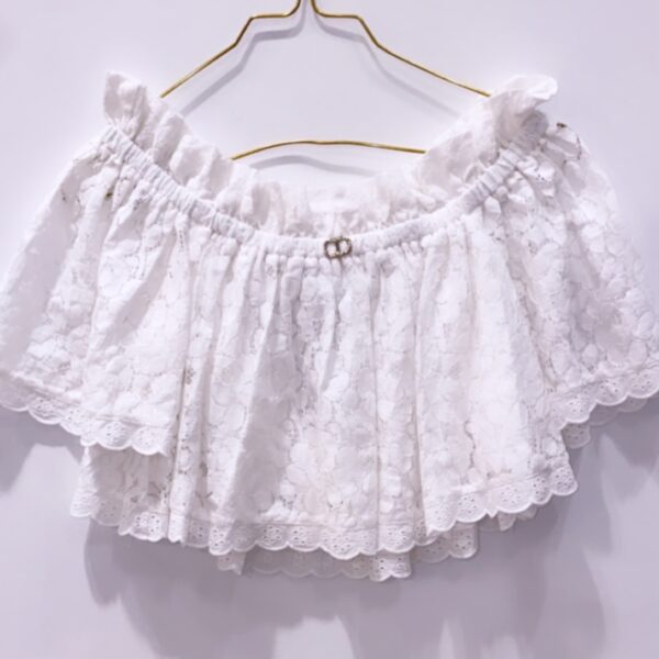 Twinset - Blusa bianca in pizzo logata