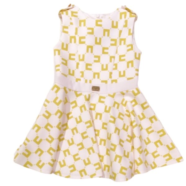 Elisabetta Franchi - Abito bianco e giallo logato