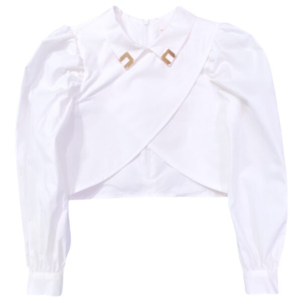 Elisabetta Franchi - Camicia bianca corta con logo
