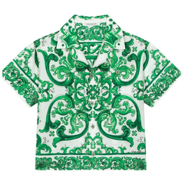Dolce & Gabbana - Camicia in seta tema maiolica