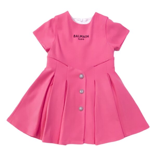 Balmain - Abito rosa bubble logato con mutandina