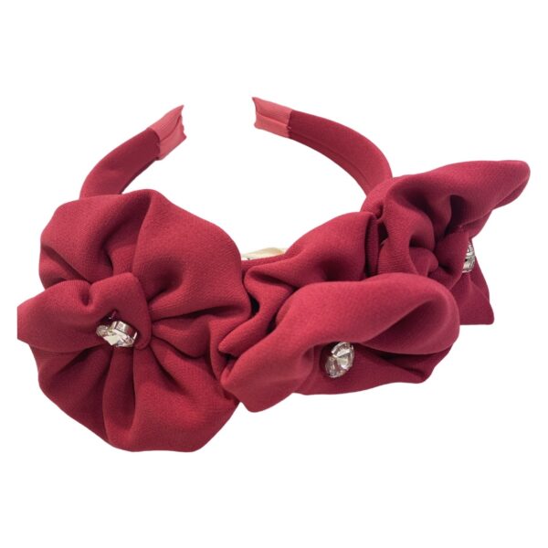 Simonetta - Frontino a fiori rosso con svaroski
