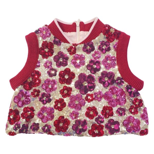 Simonetta - Top bambina base oro con fiori