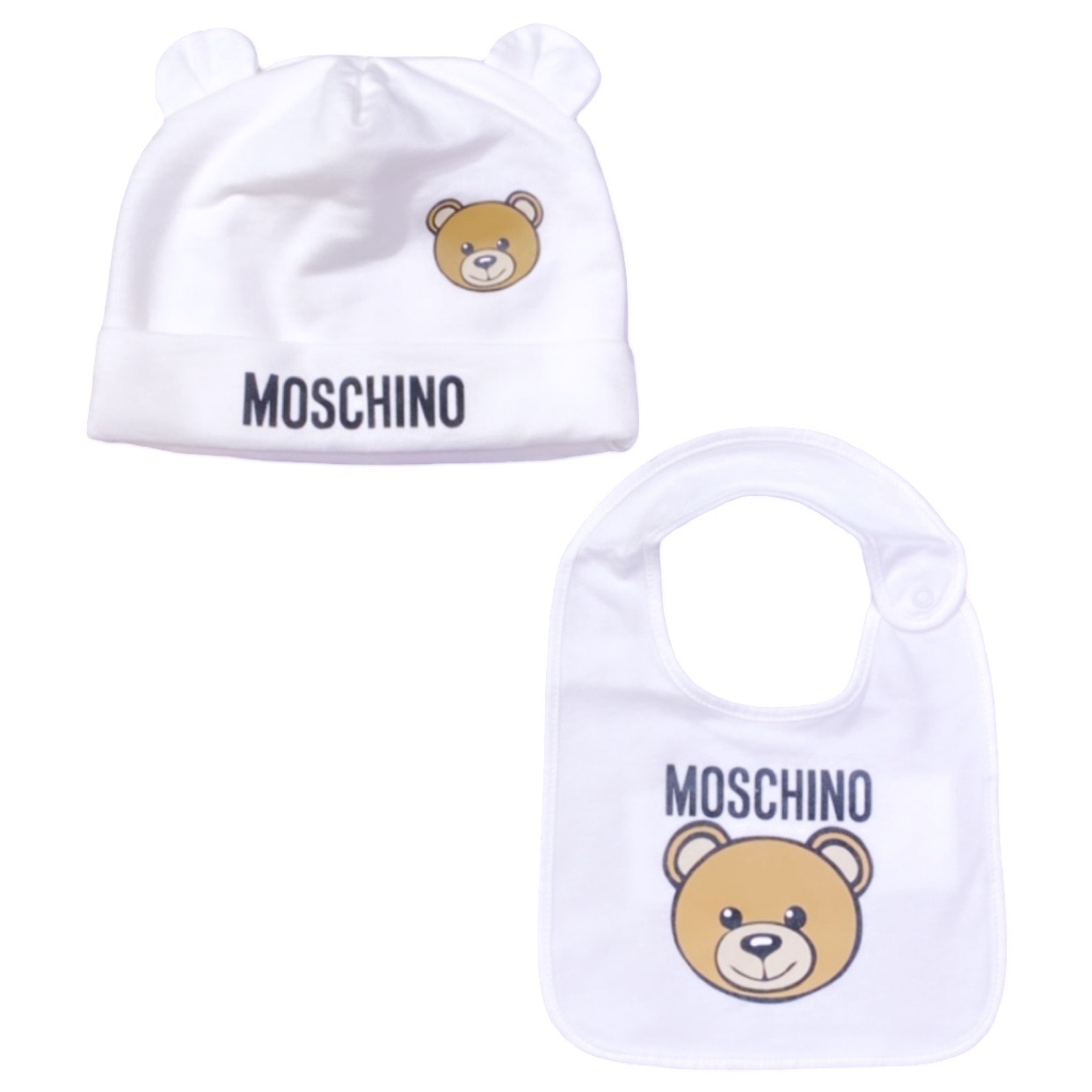 Moschino - Cappello e bavetta per neonati - Bianco