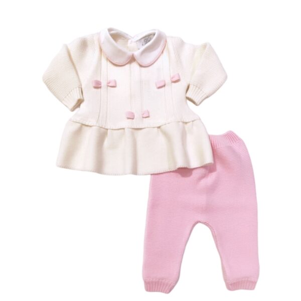 I Delfi - Completo 2 pz per neonata - Panna rosa