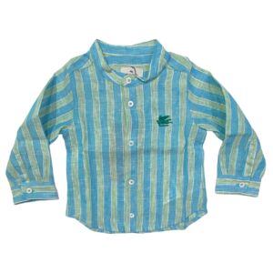 Etro - Camicia in lino con logo azzurro