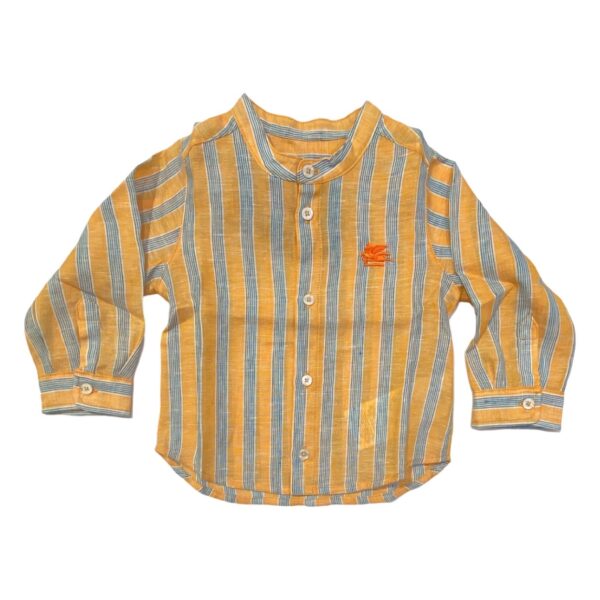 Etro - Camicia in lino con logo orange