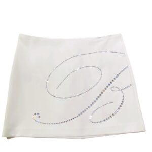 Miss Blumarine - Gonna con logo cristalli - Bianca
