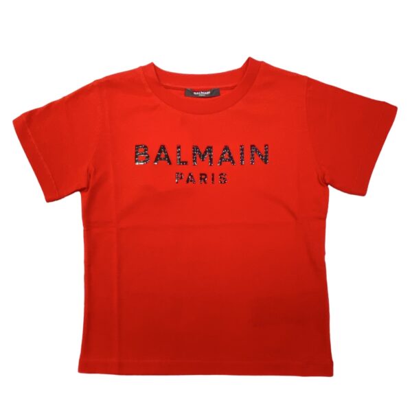 Balmain - T-shirt con logo - Rossa
