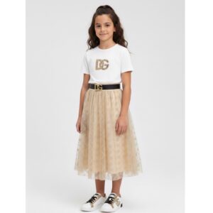 Dolce&Gabbana - T-shirt con logo cristalli oro