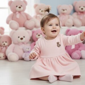 Moschino - Abito rosa con teddy