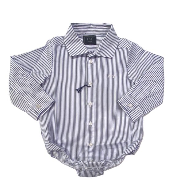 Fay - Camicia rigata bianca e blu