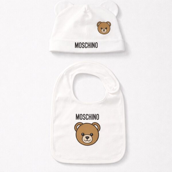 Moschino - Cappello e bavetta teddy bianco