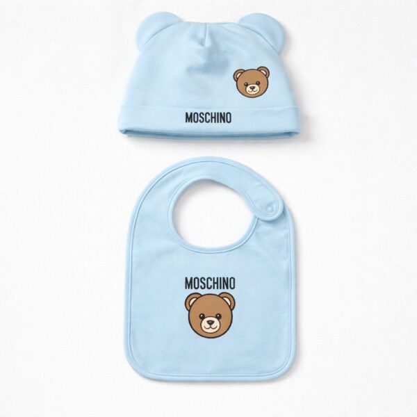 Moschino - Cappello e babetta teddy cielo