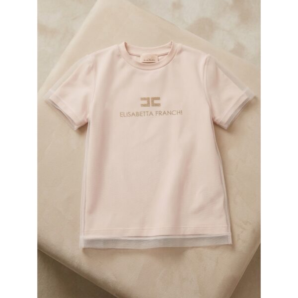 Elisabetta Franchi - T-shirt con tulle per bambina